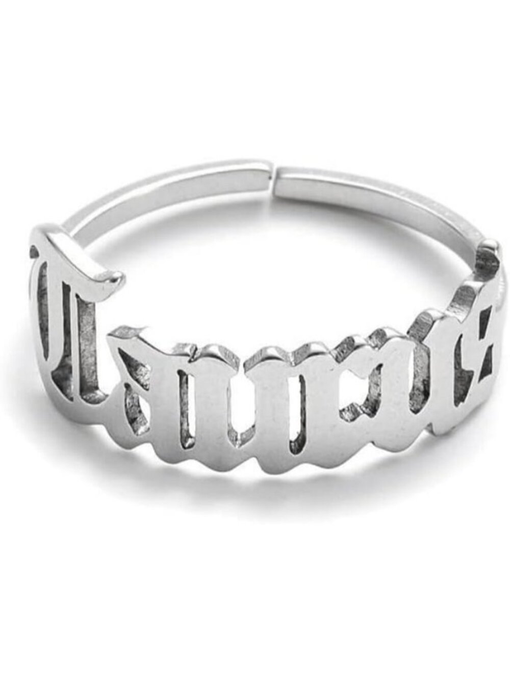 Silver Taurus Constellation Old English Adjustable Steel Zodiac Sign Ring